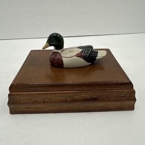 Vintage 1981 Price Products Mallard Duck Playing Cards Wood Box Double Deck